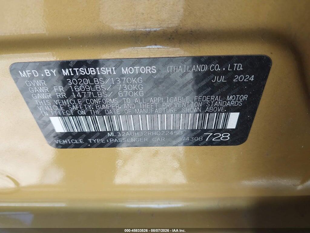 ML32AUHJ2RH022450 2024 MITSUBISHI MIRAGE photo no. 9