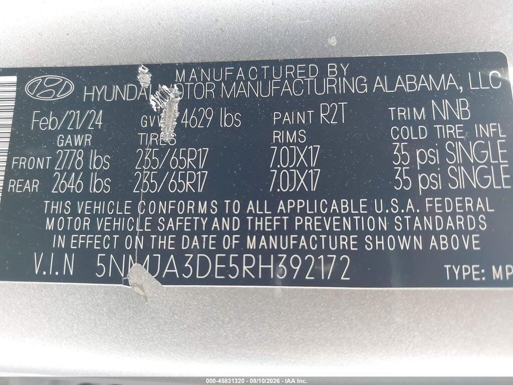5NMJA3DE5RH392172 2024 HYUNDAI TUCSON photo no. 9