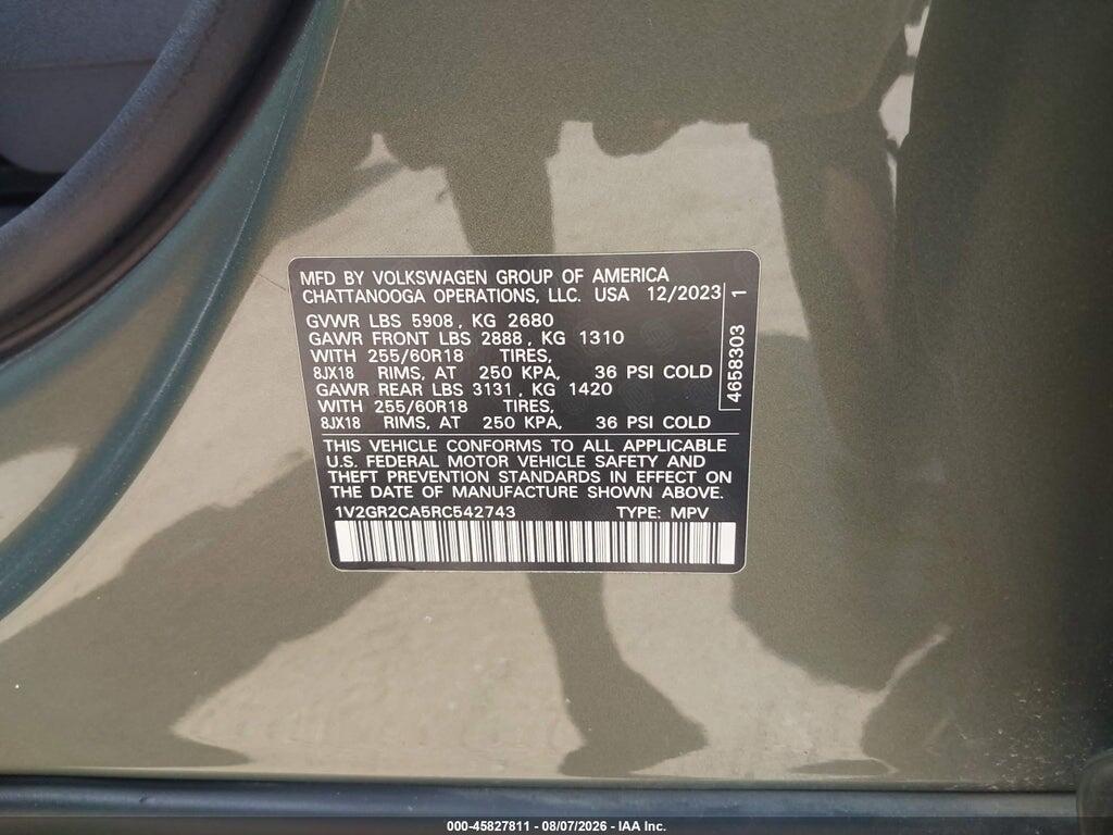 1V2GR2CA5RC542743 2024 VOLKSWAGEN ATLAS photo no. 9