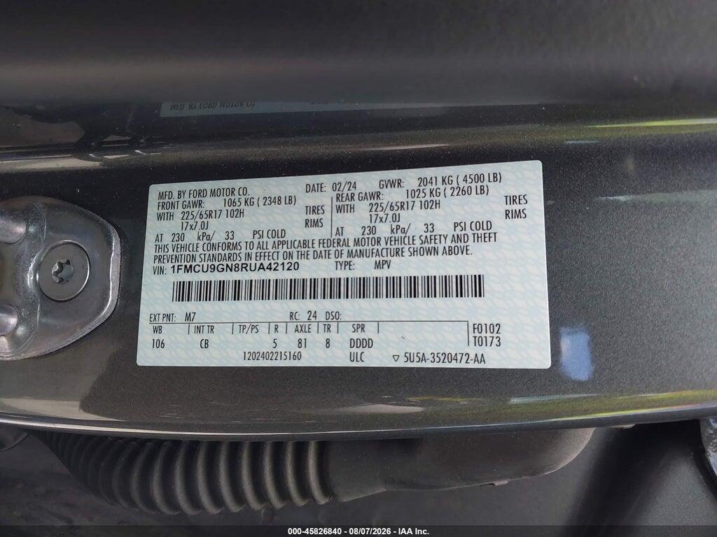 1FMCU9GN8RUA42120 2024 FORD ESCAPE photo no. 9