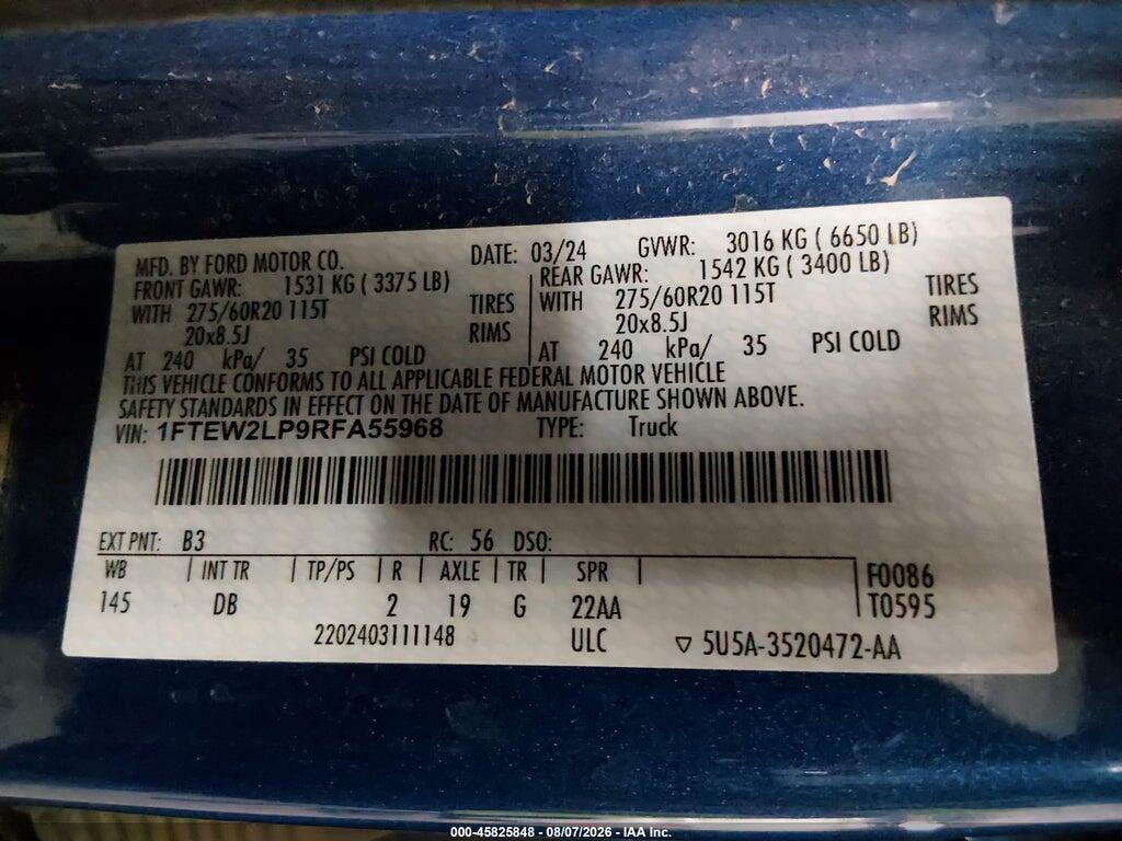 1FTEW2LP9RFA55968 2024 FORD F-150 photo no. 9