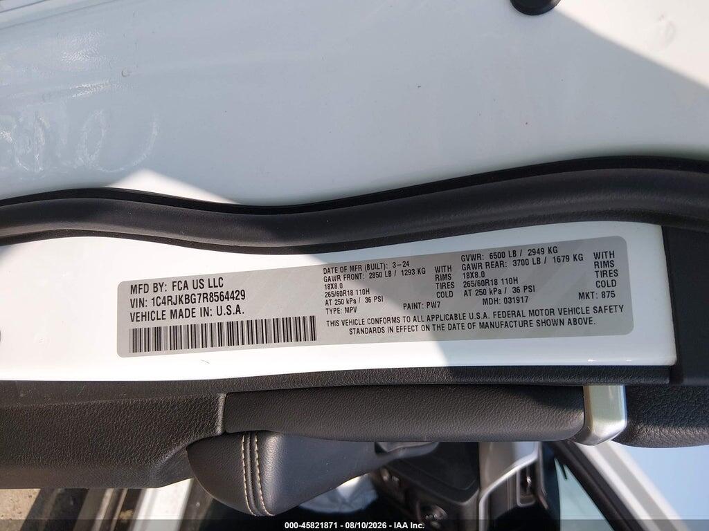 1C4RJKBG7R8564429 2024 JEEP GRAND CHEROKEE L photo no. 9