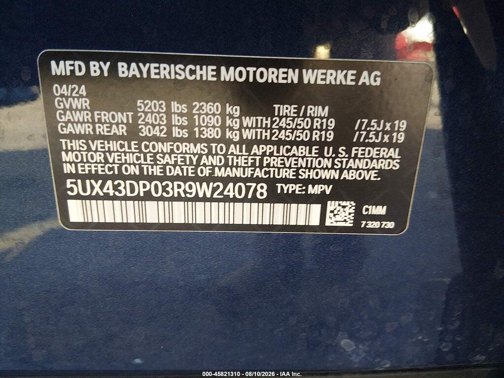 5UX43DP03R9W24078 2024 BMW X3 photo no. 9