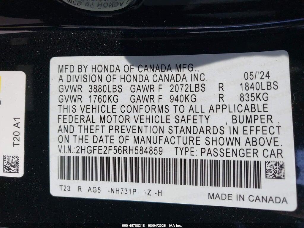 2HGFE2F56RH584859 2024 HONDA CIVIC photo no. 9