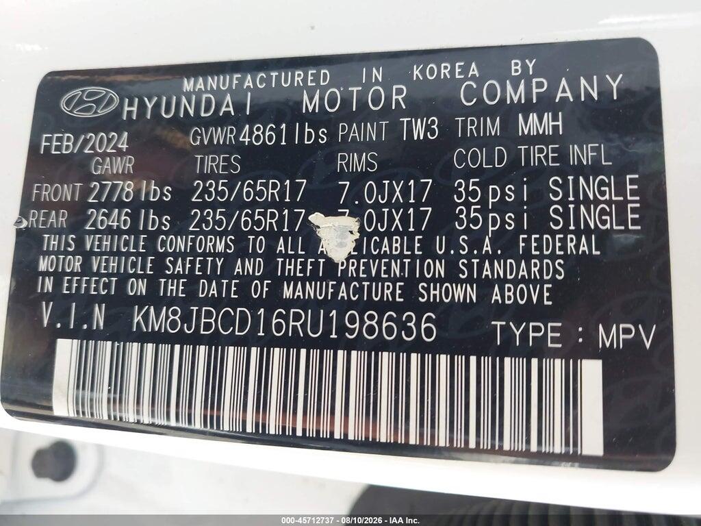 KM8JBCD16RU198636 2024 HYUNDAI TUCSON HYBRID photo no. 9