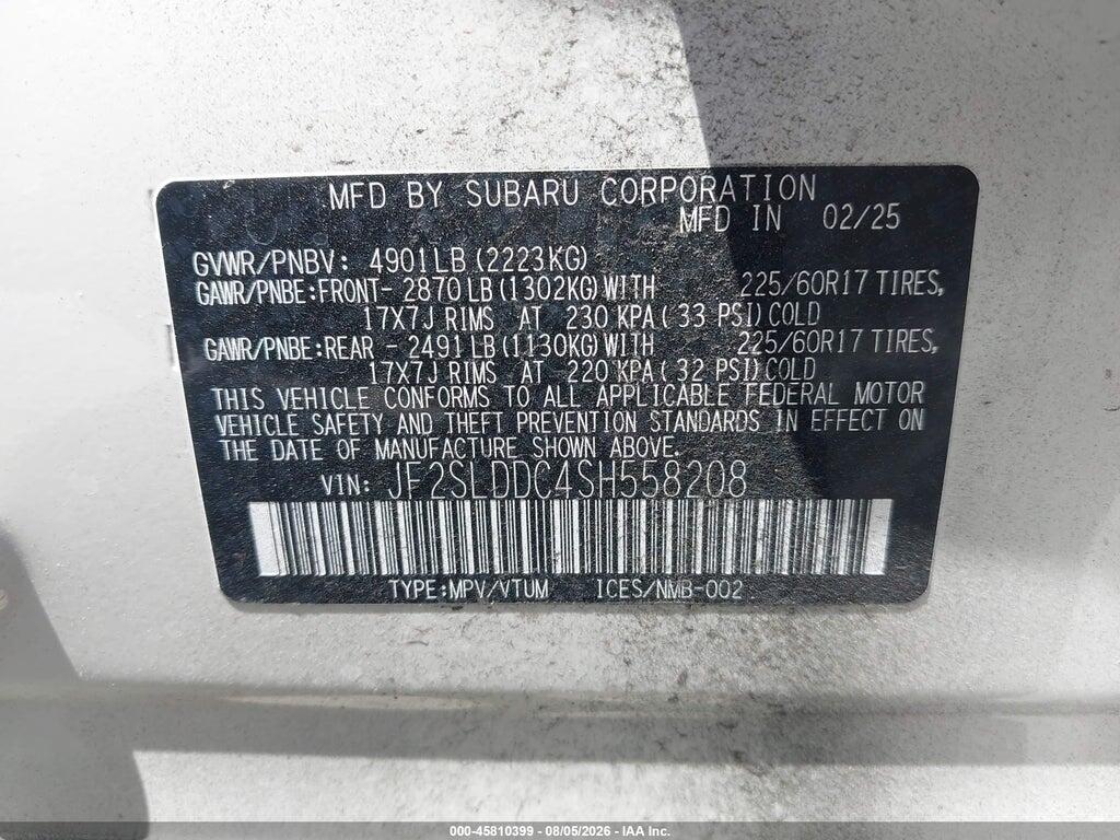 JF2SLDDC4SH558208 2025 SUBARU FORESTER photo no. 9
