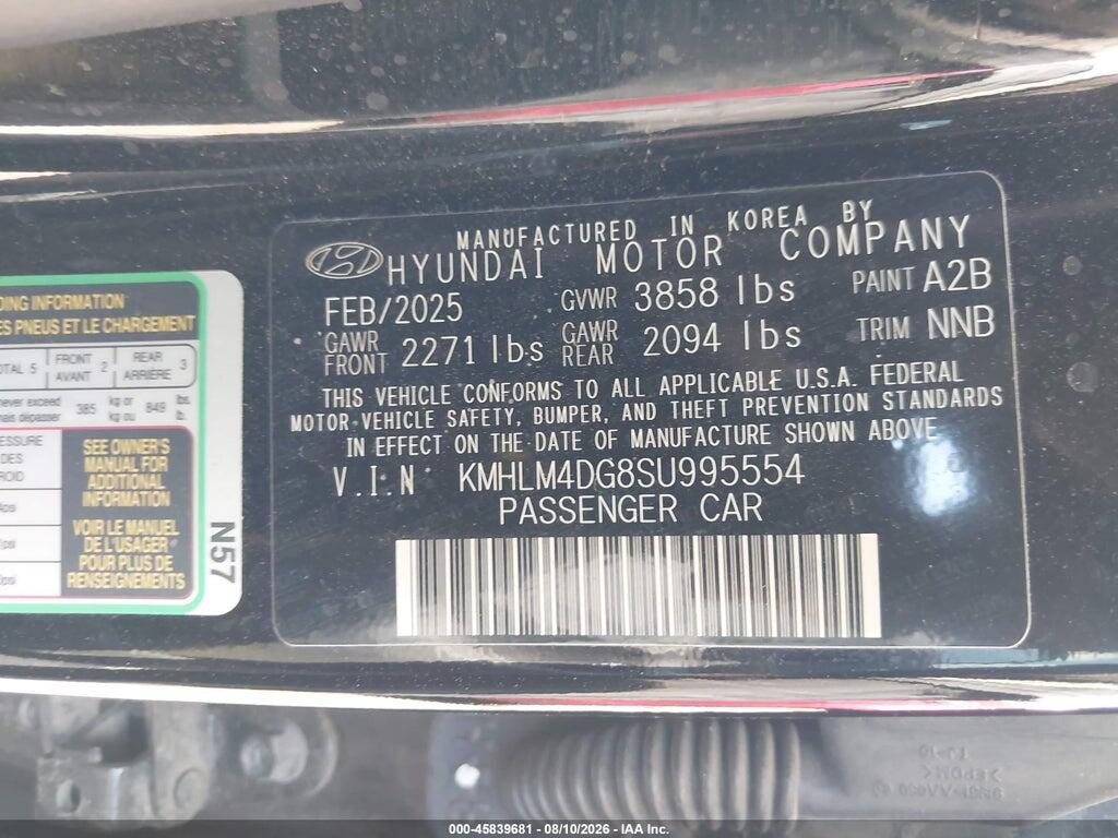 KMHLM4DG8SU995554 2025 HYUNDAI ELANTRA photo no. 9