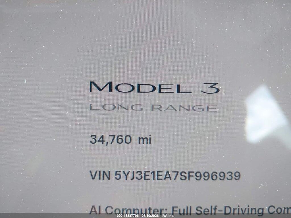 5YJ3E1EA7SF996939 2025 TESLA MODEL 3 photo no. 9
