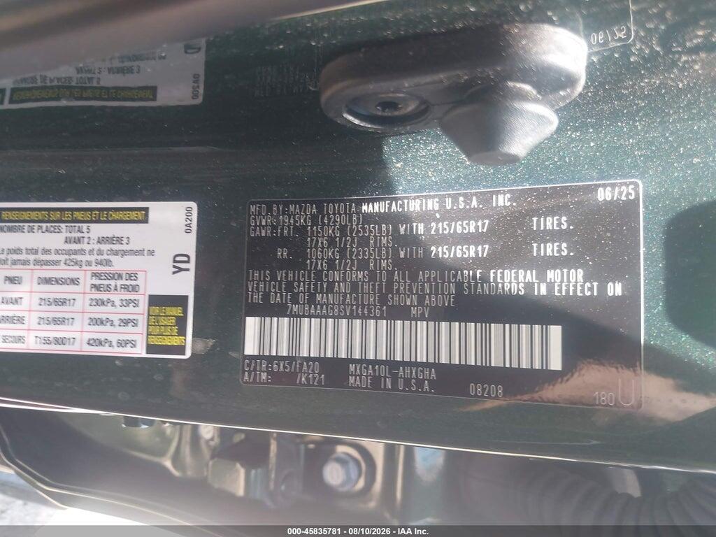 7MUBAAAG8SV144361 2025 TOYOTA COROLLA CROSS photo no. 9