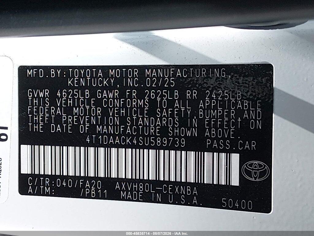 4T1DAACK4SU589739 2025 TOYOTA CAMRY photo no. 9