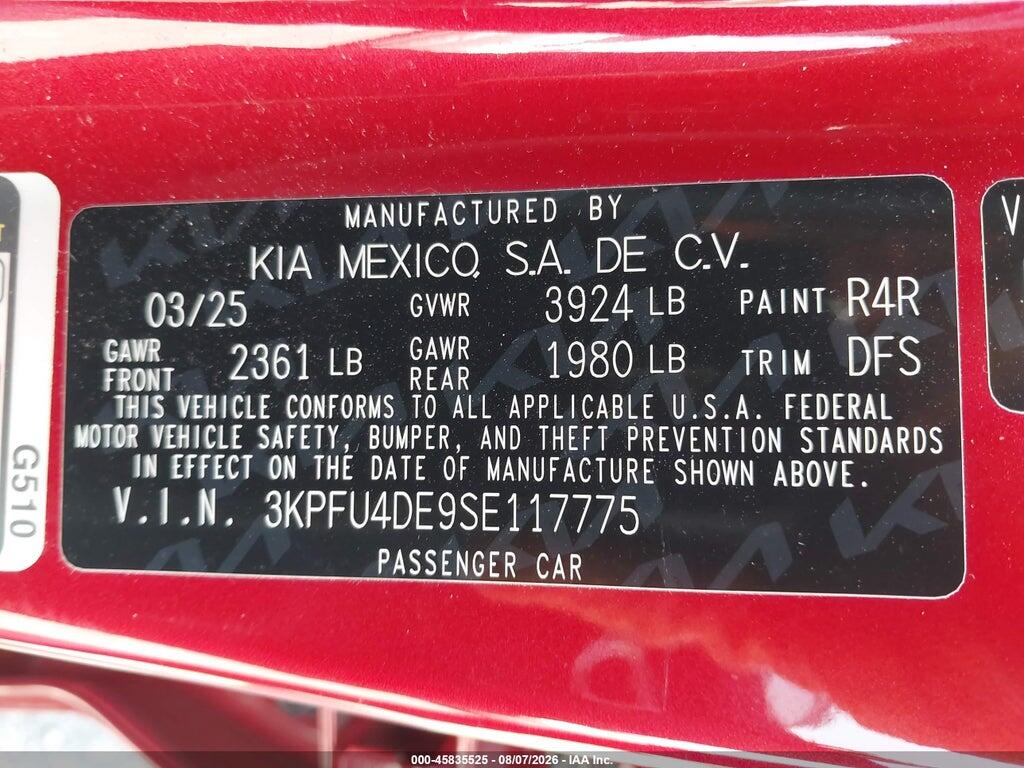 3KPFU4DE9SE117775 2025 KIA K4 photo no. 9