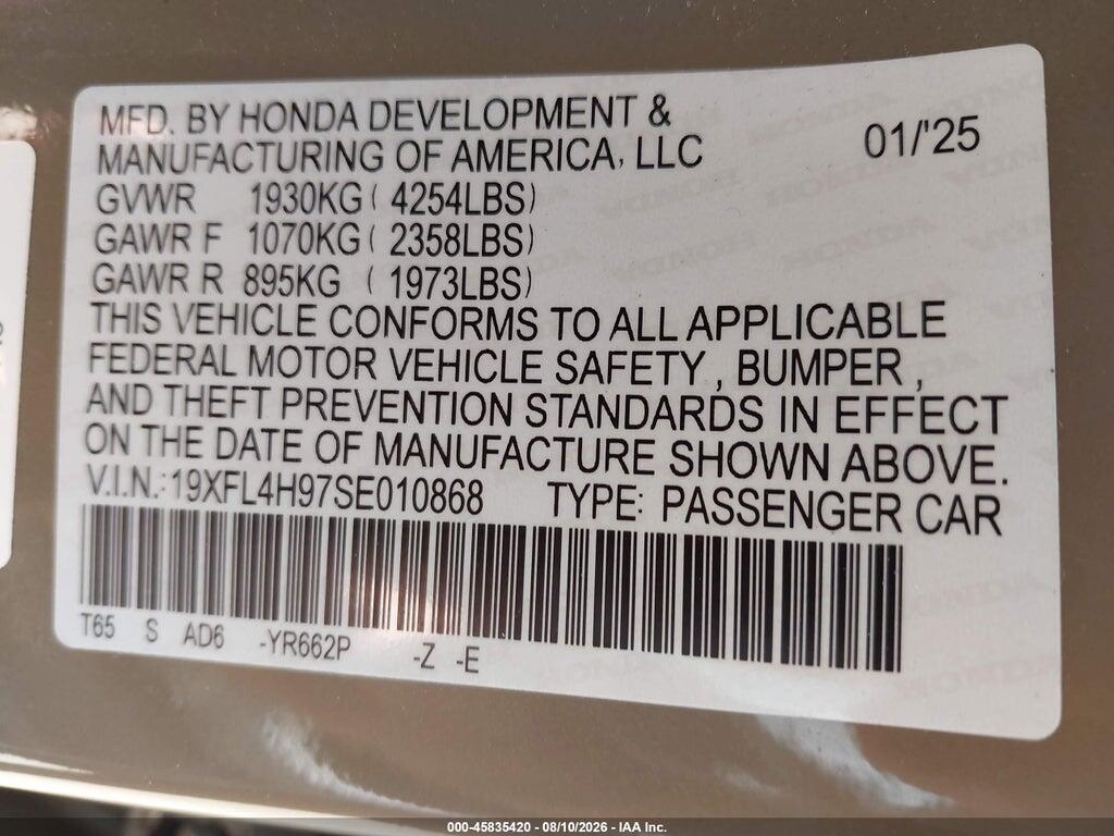 19XFL4H97SE010868 2025 HONDA CIVIC HYBRID photo no. 9