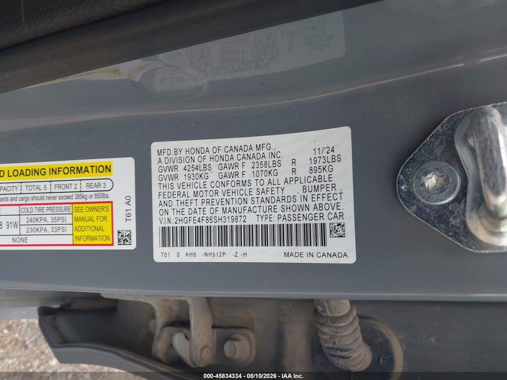 2HGFE4F86SH319872 2025 HONDA CIVIC HYBRID photo no. 9