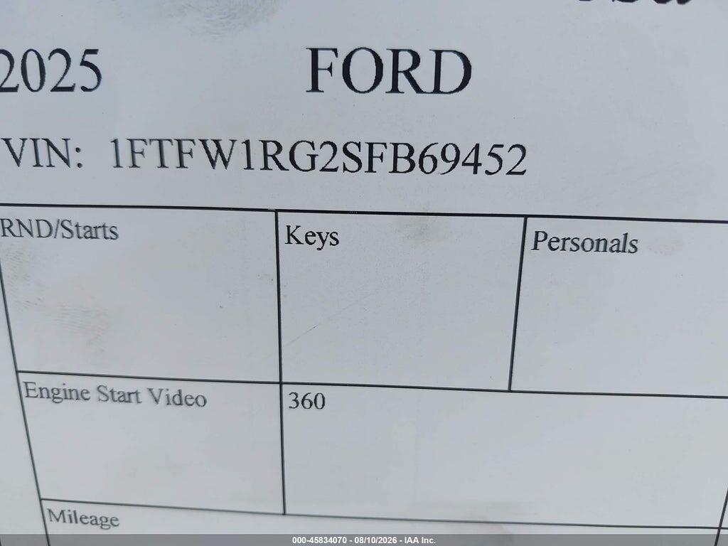 1FTFW1RG2SFB69452 2025 FORD F-150 photo no. 9
