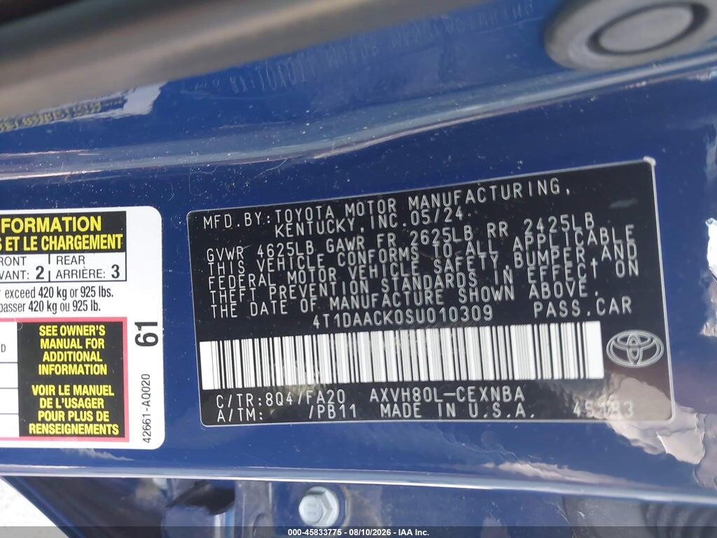 4T1DAACK0SU010309 2025 TOYOTA CAMRY photo no. 9