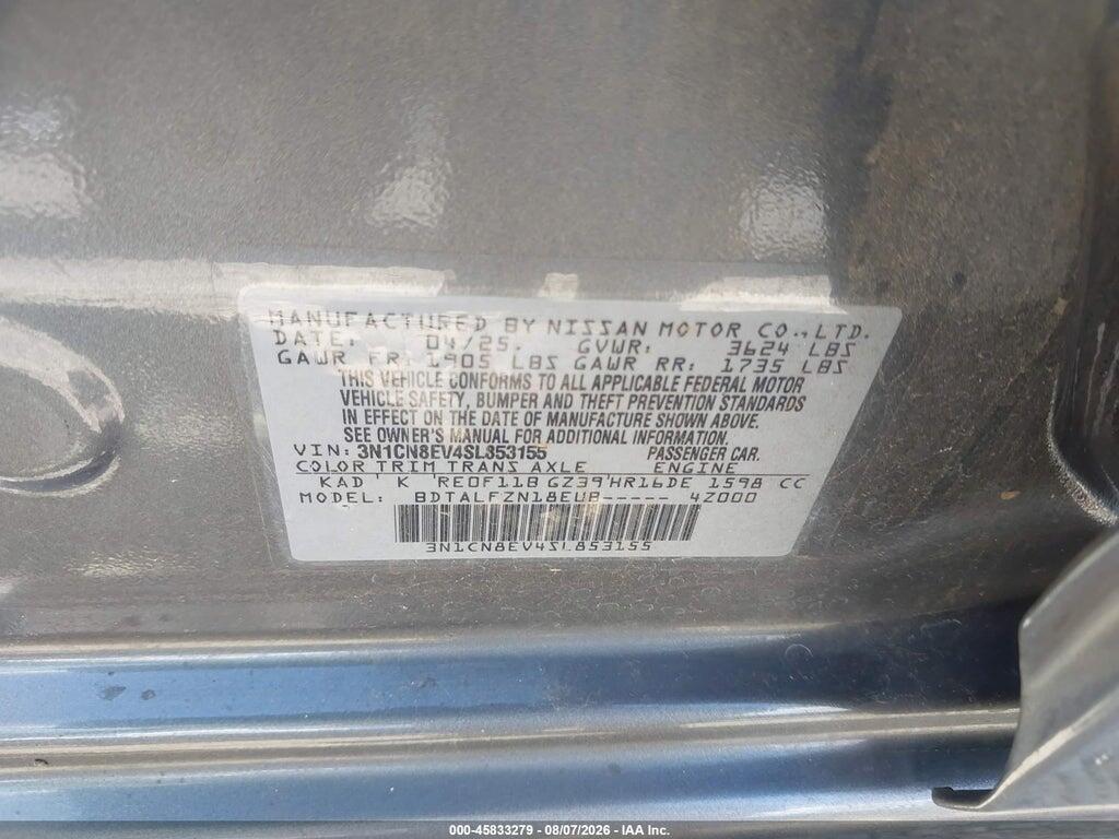 3N1CN8EV4SL853155 2025 NISSAN VERSA photo no. 9
