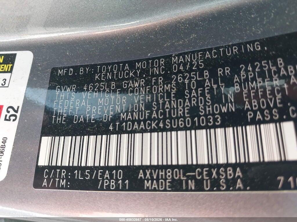 4T1DAACK4SU601033 2025 TOYOTA CAMRY photo no. 9