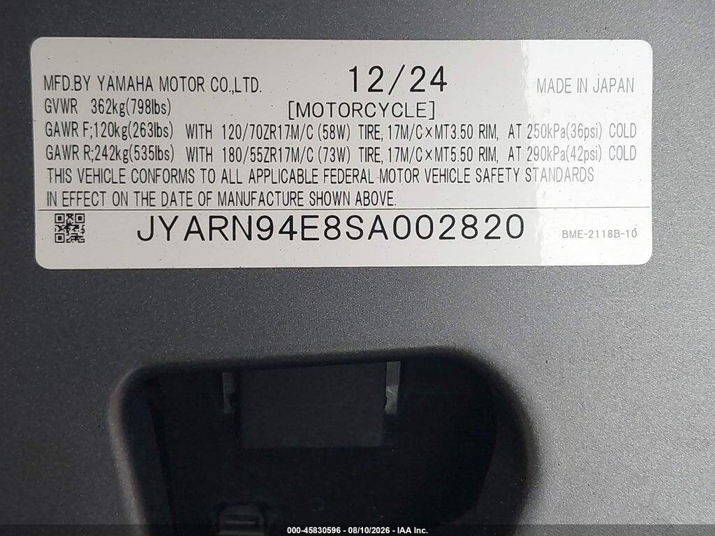JYARN94E8SA002820 2025 YAMAHA MT09 photo no. 10