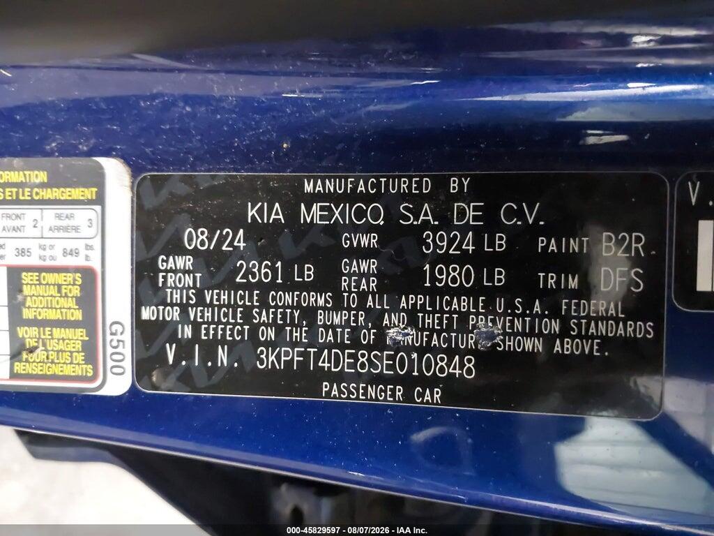 3KPFT4DE8SE010848 2025 KIA K4 photo no. 9