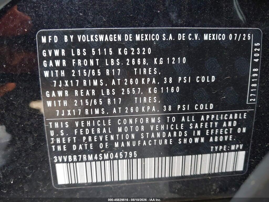3VVBR7RM4SM045795 2025 VOLKSWAGEN TIGUAN photo no. 9