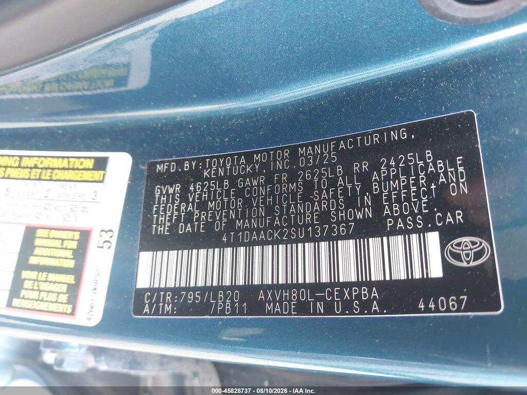 4T1DAACK2SU137367 2025 TOYOTA CAMRY photo no. 9