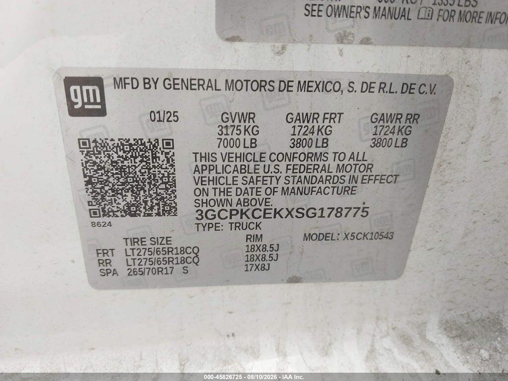 3GCPKCEKXSG178775 2025 CHEVROLET SILVERADO 1500 photo no. 9