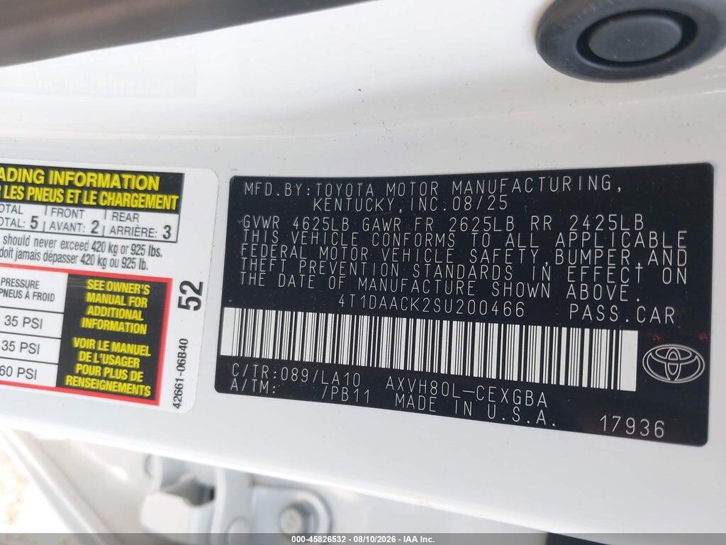 4T1DAACK2SU200466 2025 TOYOTA CAMRY photo no. 9