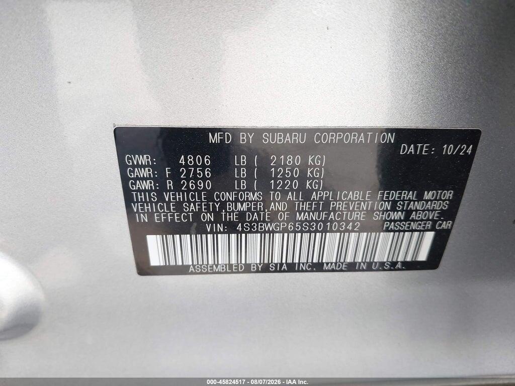4S3BWGP65S3010342 2025 SUBARU LEGACY photo no. 9
