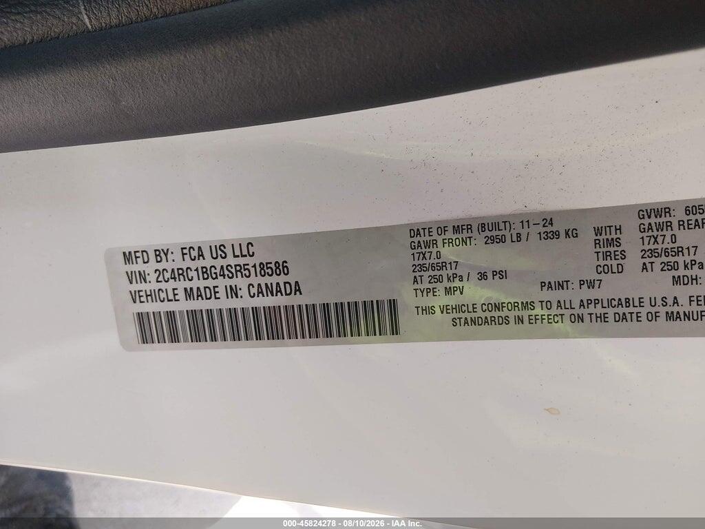 2C4RC1BG4SR518586 2025 CHRYSLER PACIFICA photo no. 9