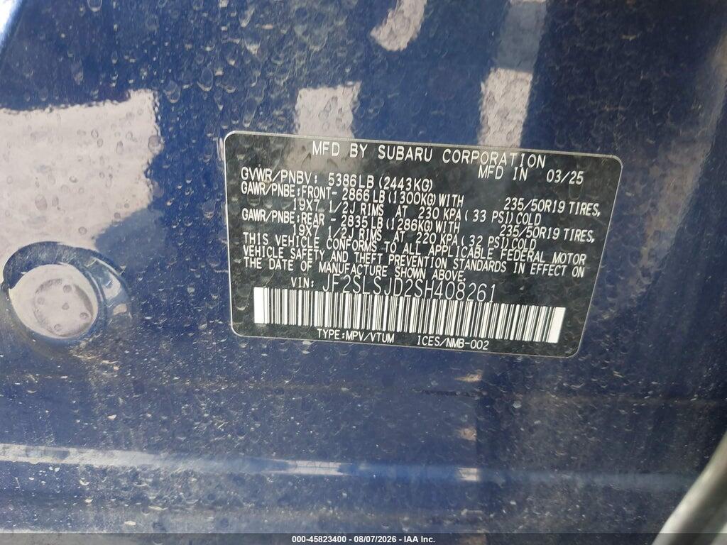 JF2SLSJD2SH408261 2025 SUBARU FORESTER photo no. 9