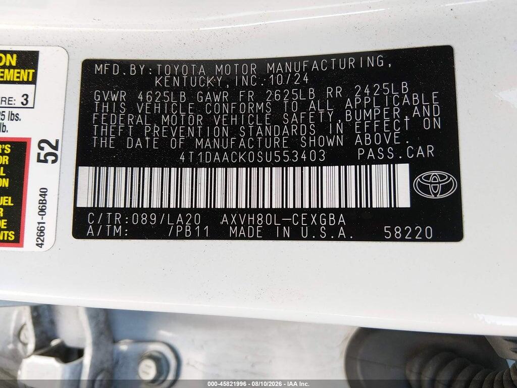 4T1DAACK0SU553403 2025 TOYOTA CAMRY photo no. 9