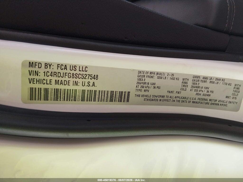 1C4RDJFG8SC527548 2025 DODGE DURANGO photo no. 9