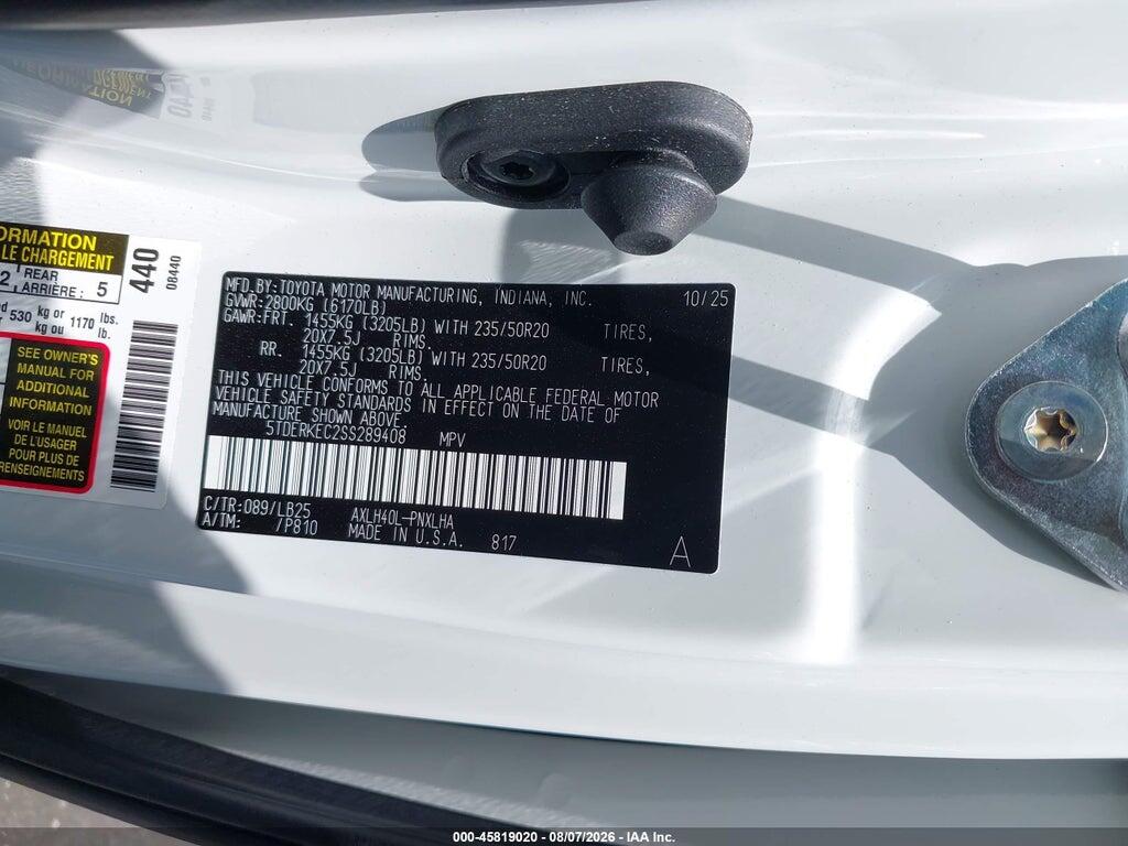 5TDERKEC2SS289408 2025 TOYOTA SIENNA photo no. 9
