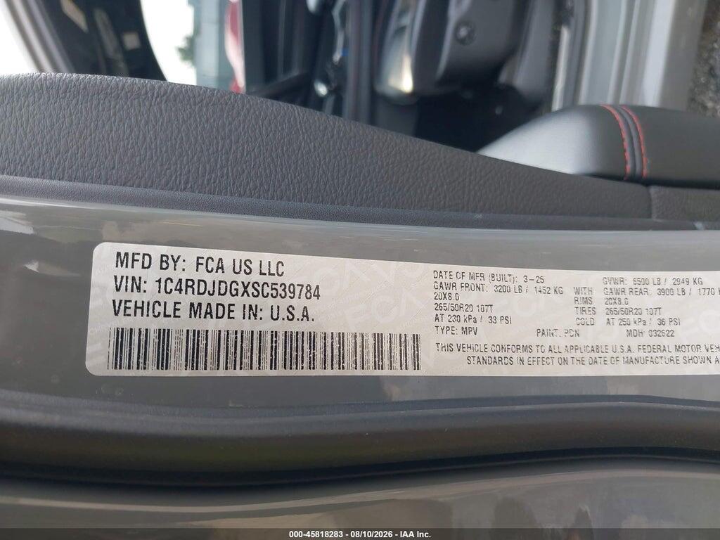1C4RDJDGXSC539784 2025 DODGE DURANGO photo no. 9