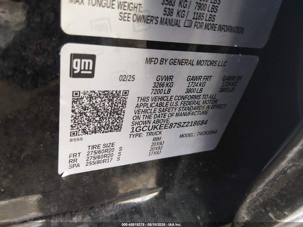 1GCUKEE87SZ218684 2025 CHEVROLET SILVERADO 1500 photo no. 9