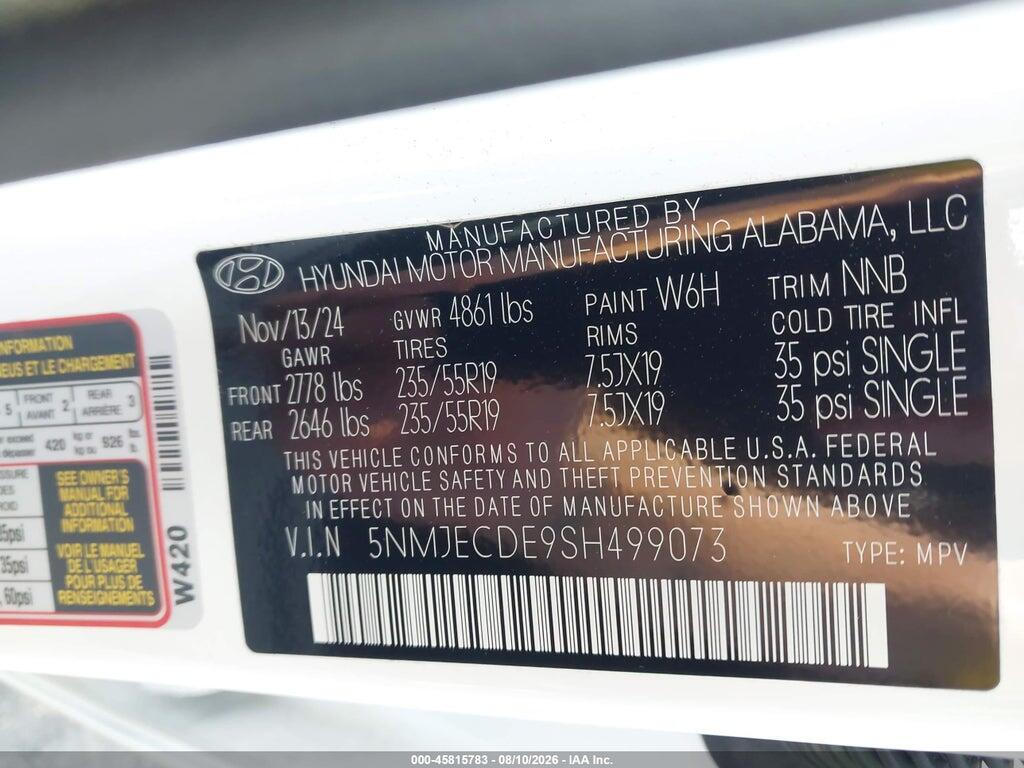 5NMJECDE9SH499073 2025 HYUNDAI TUCSON photo no. 9