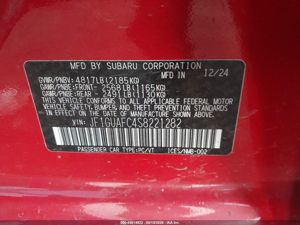 JF1GUAFC4S8221282 2025 SUBARU IMPREZA photo no. 9