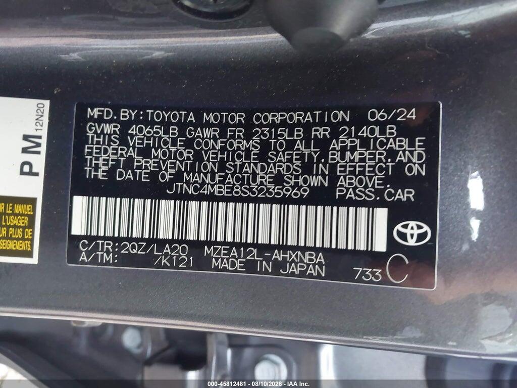 JTNC4MBE8S3235969 2025 TOYOTA COROLLA photo no. 9