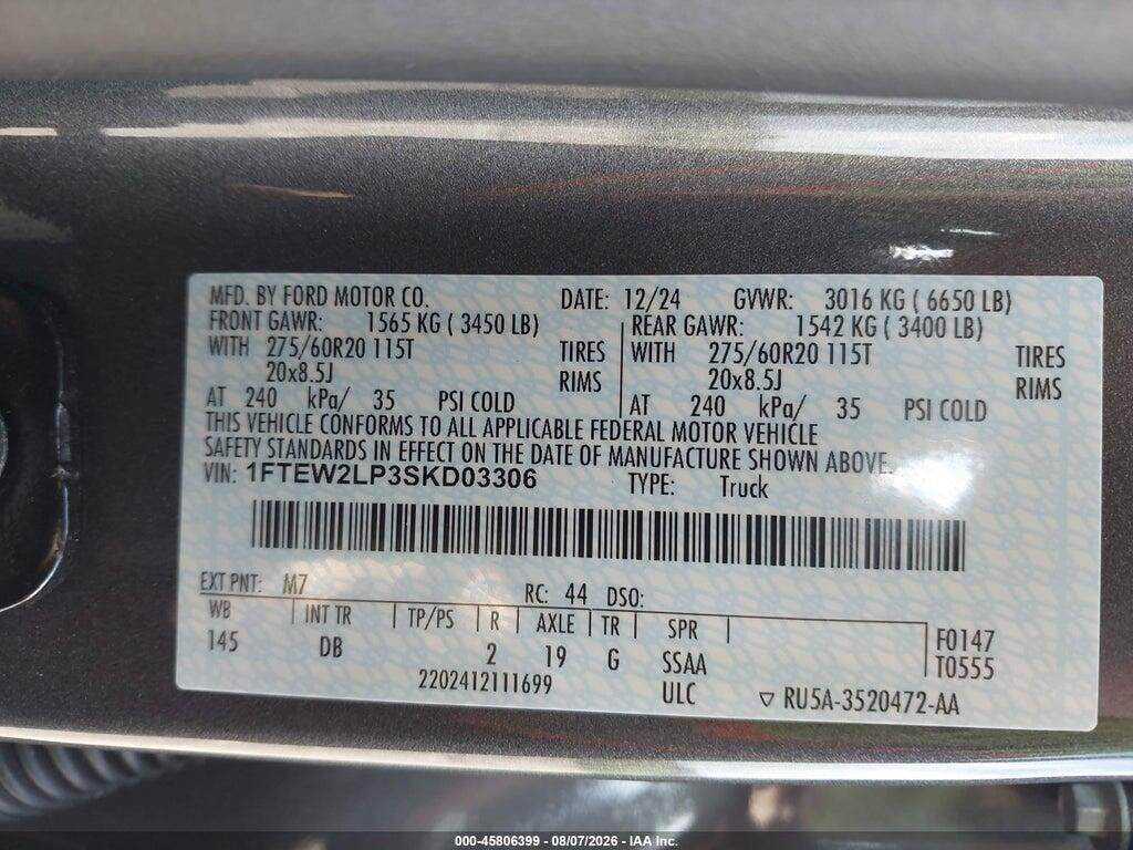 1FTEW2LP3SKD03306 2025 FORD F-150 photo no. 9
