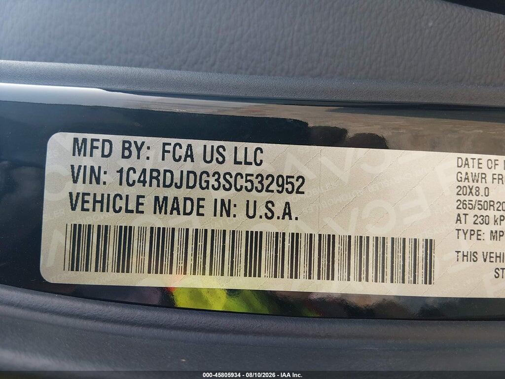 1C4RDJDG3SC532952 2025 DODGE DURANGO photo no. 9