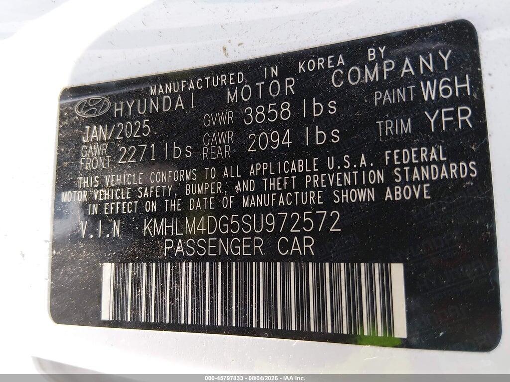 KMHLM4DG5SU972572 2025 HYUNDAI ELANTRA photo no. 9