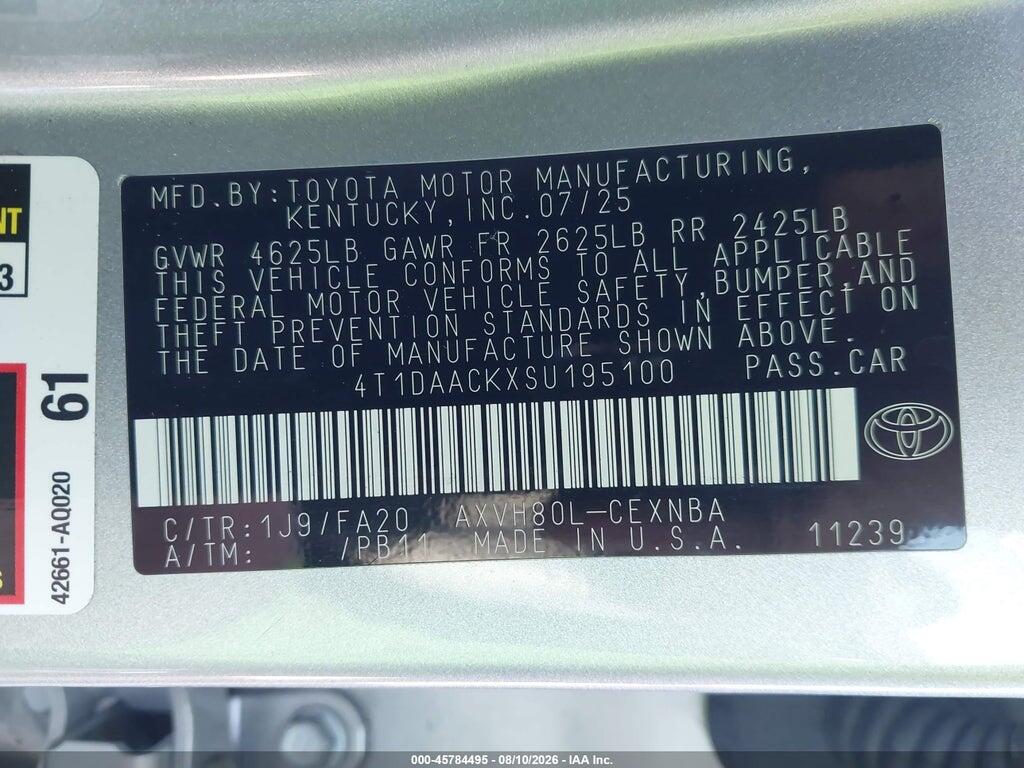 4T1DAACKXSU195100 2025 TOYOTA CAMRY photo no. 9