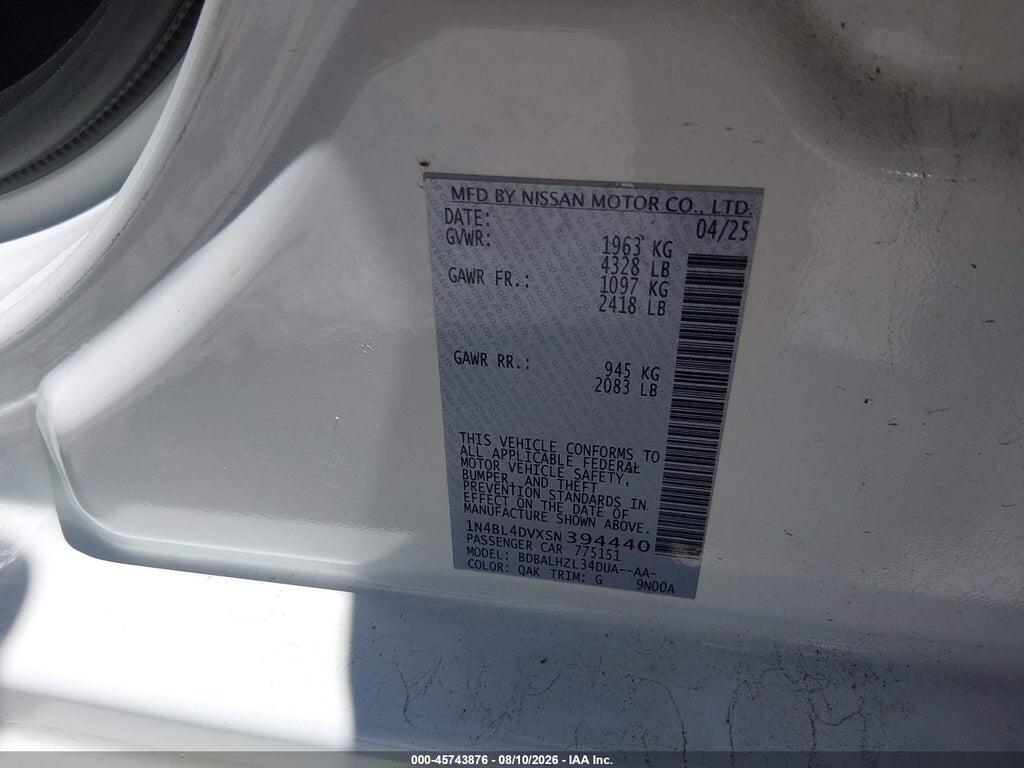 1N4BL4DVXSN394440 2025 NISSAN ALTIMA photo no. 9