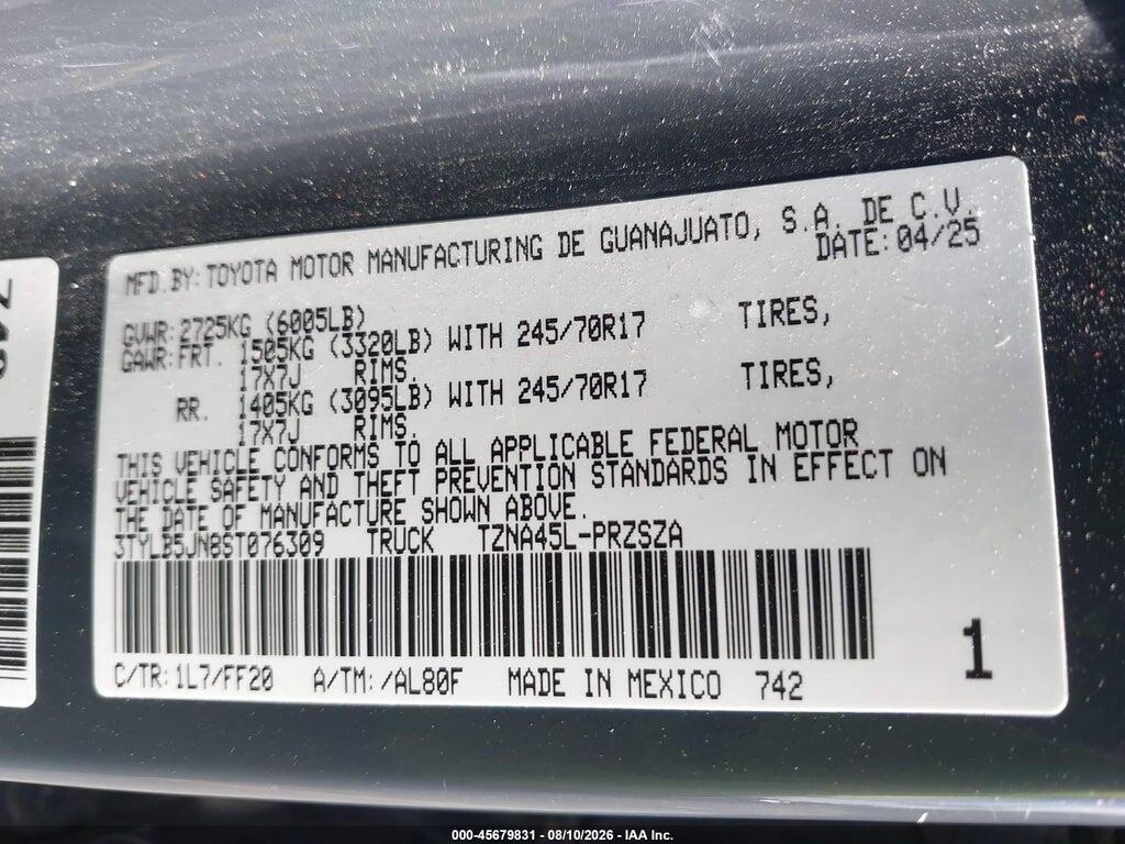 3TYLB5JN8ST076309 2025 TOYOTA TACOMA photo no. 9