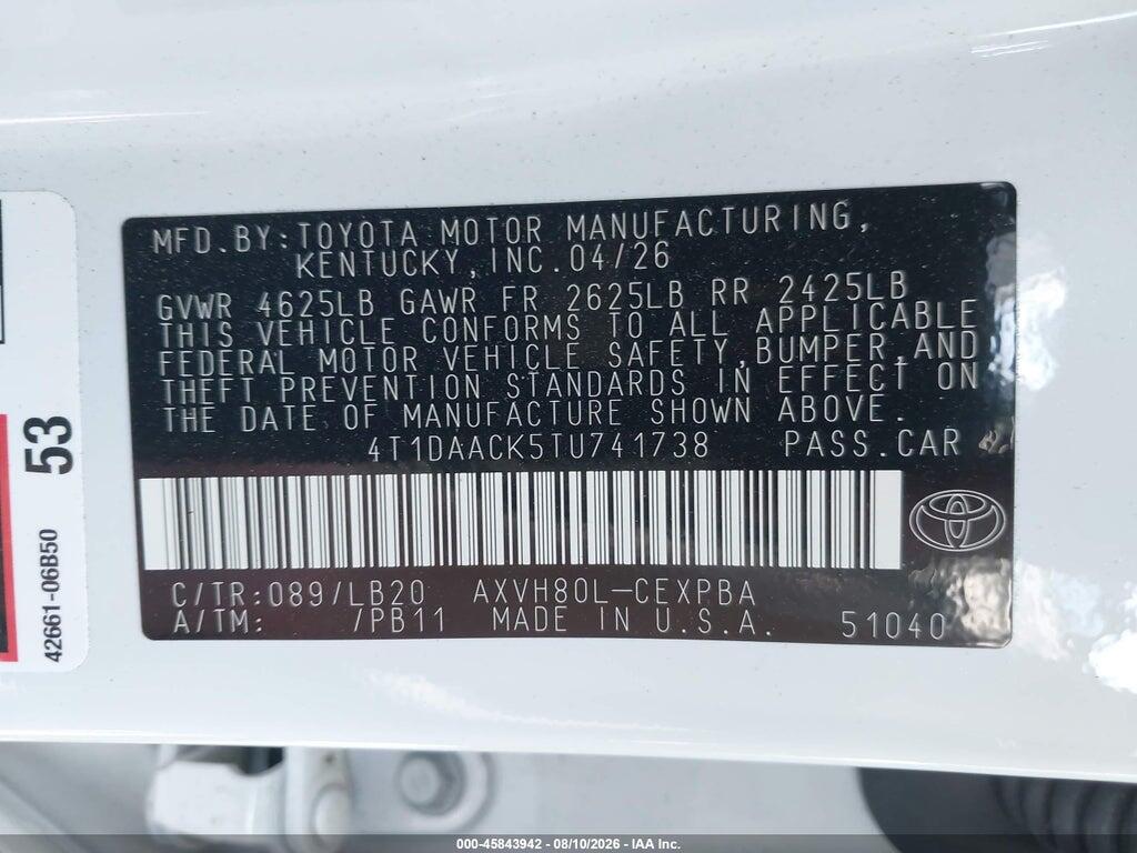4T1DAACK5TU741738 2026 TOYOTA CAMRY photo no. 9