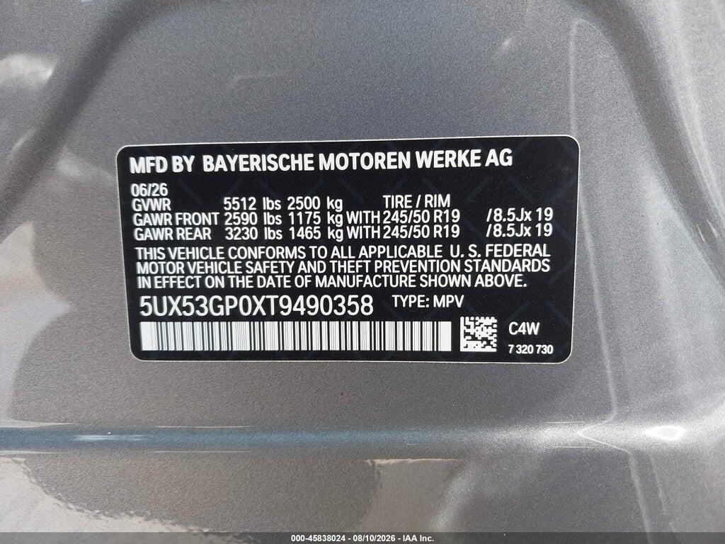 5UX53GP0XT9490358 2026 BMW X3 photo no. 9