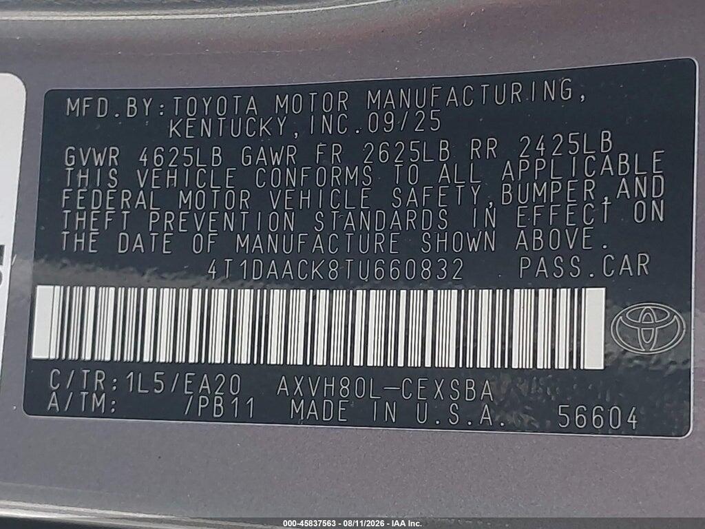 4T1DAACK8TU660832 2026 TOYOTA CAMRY photo no. 9