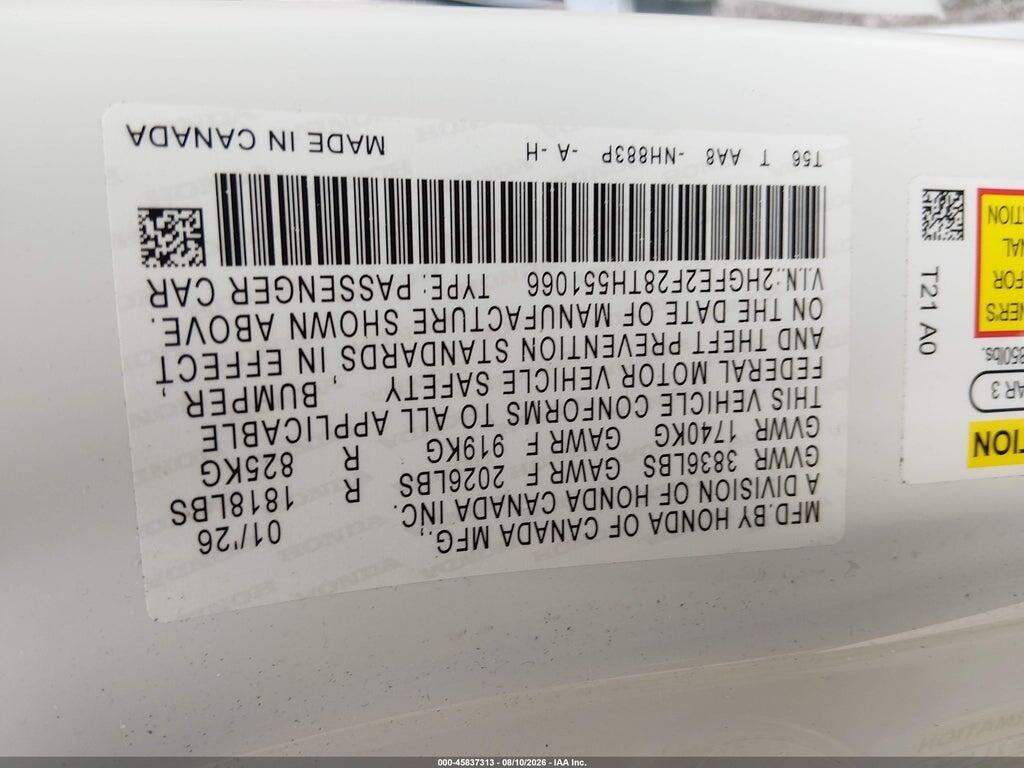 2HGFE2F28TH551066 2026 HONDA CIVIC photo no. 9