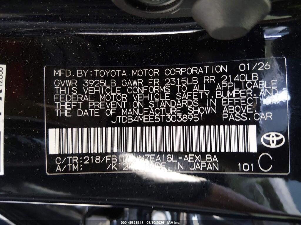 JTDB4MEE5T3038951 2026 TOYOTA COROLLA photo no. 9