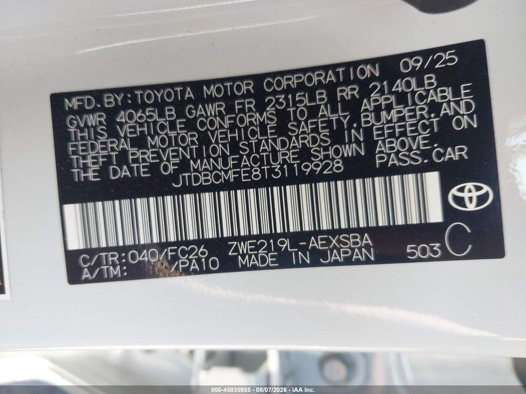 JTDBCMFE8T3119928 2026 TOYOTA COROLLA HYBRID photo no. 9